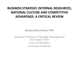 BUSINESS STRATEGY, INTERNAL RESOURCES, NATIONAL …