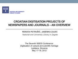 Croatian Digitisation Projects of Newspapers and Journals