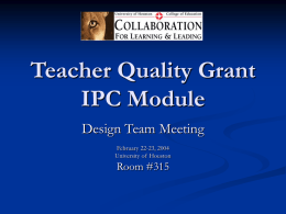 Teacher Quality Grant IPC Module