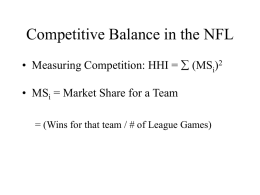 Competitive Balance in the NFL