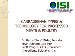 A CARRAGEENAN PRIMER - Ingredients Solutions, Inc.