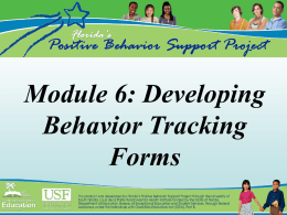 Module 6: Developing Behavior Tracking Forms