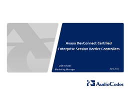 E-SBC Certification for Avaya DevConnect