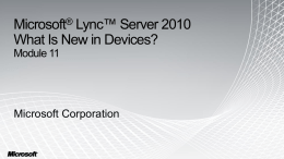 Module 11 - Microsoft Lync Server 2010