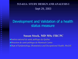 Development and Validation of a health status measure
