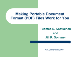 Making Portable Document Format (PDF) Files Work for You