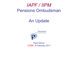 Presentation by the Pensions Ombudsman