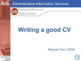 Writing a good CV - GRID and Advanced Information Systems