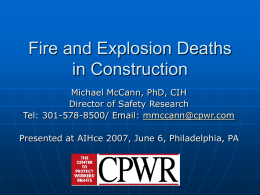 Fire and Explosion Deaths in Construction