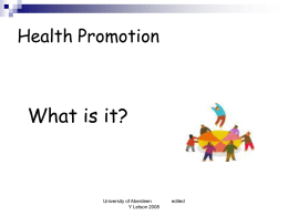 Health Promotion - Distance Learning Centre