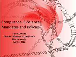Compliance: E-Science Mandates and Policies