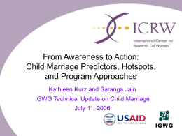 Child Marriage Predictors, Hotspots