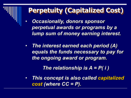 Perpetuity (Capitalized Cost)