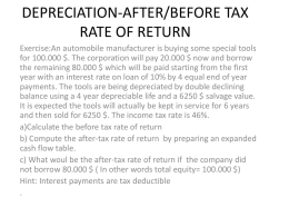 DEPRECIATION-AFTER/BEFORE TAX RATE OF RETURN