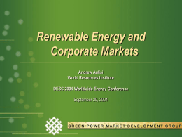 Green Power Market Development Group – Building for Success