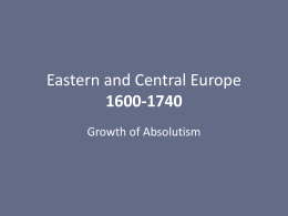 Eastern and Central Europe 1600-1740