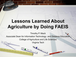 Lessons Learned About Agriculture by Doing FAEIS