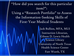 How did you locate this item?”: Using a “Research