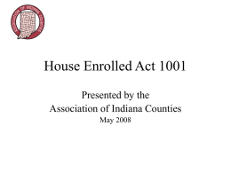 House Bill 1001 - Association of Indiana Counties (AIC)