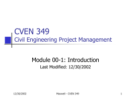 CVEN 349 - Civil Engineering Project Management