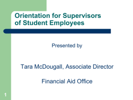 Student Employee Supervisor Training