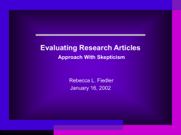 Evaluating Research Articles - Florida Institute of Technology