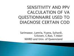SENSITIVITY AND PPV CALCULATION OF VA QUESTIONNAIRE …