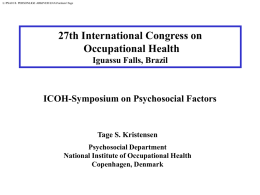 27th International Congress on Occupationall Health
