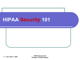 HIPAA Security 101 - The Department of Human Services