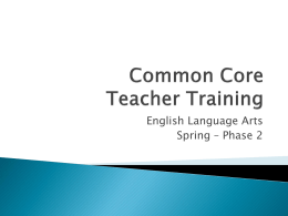 Common Core Lead Teacher Training