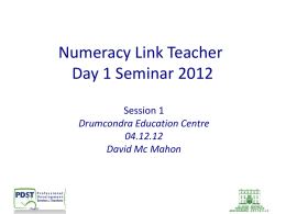 Numeracy Link Teacher Seminar 2012