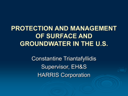 PROTECTION AND MANAGEMENT OF SURFACE AND GROUNDWATER …