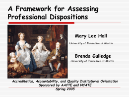 A Framework for Assessing Professional Dispositions