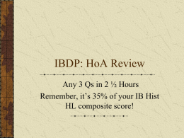 IBDP: HoA Review