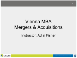 BAFI 507 Mergers & Acquisitions