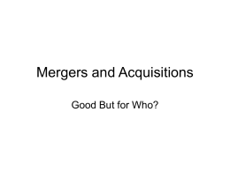 Mergers and Acquisitions - Yale School of Management