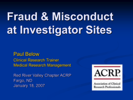 Fraud at Investigator Sites