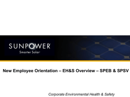 New Employee Orientation EHS Overview.Sunpower.US