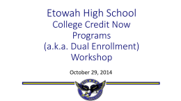 Etowah High School College Credit Now Programs (a.k.a