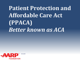 Patient Protection and Affordable Care - AARP TaxAide MN-1