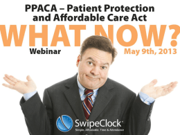 PPACA – Patient Protection and Affordable Care Act