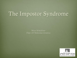 The Imposter Syndrome - Weizmann Institute of Science