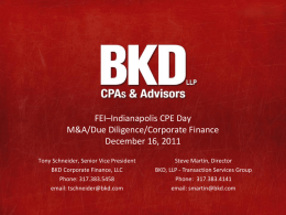 M&A and Due Diligence - Financial Executives