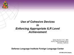 Use of Cohesive Devices in Enforcing Appropriate ILR Level