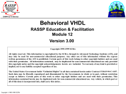 Module 12: Behavioral VHDL
