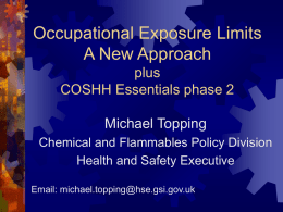 Occupational Exposure Limits A New Approach