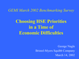 GEMI March 2002 Benchmarking Survey Choosing HSE
