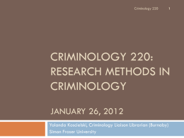 Criminology 220 January, 2009
