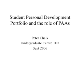 PDP, PAAs and the Undergraduate Centre