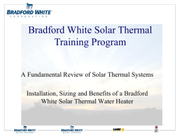 Bradford White Solar Thermal Training Program